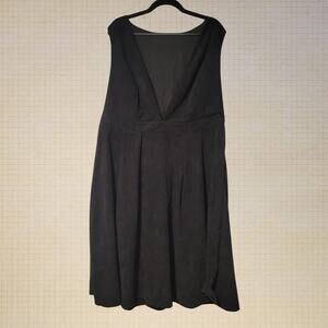 90s-esque Shein Corduroy Jumper Dress Deep V Neck Pleated Skirt XL 2X Sheath Fit